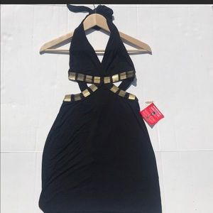 Black & Gold Beaded Cocktail Formal Dress